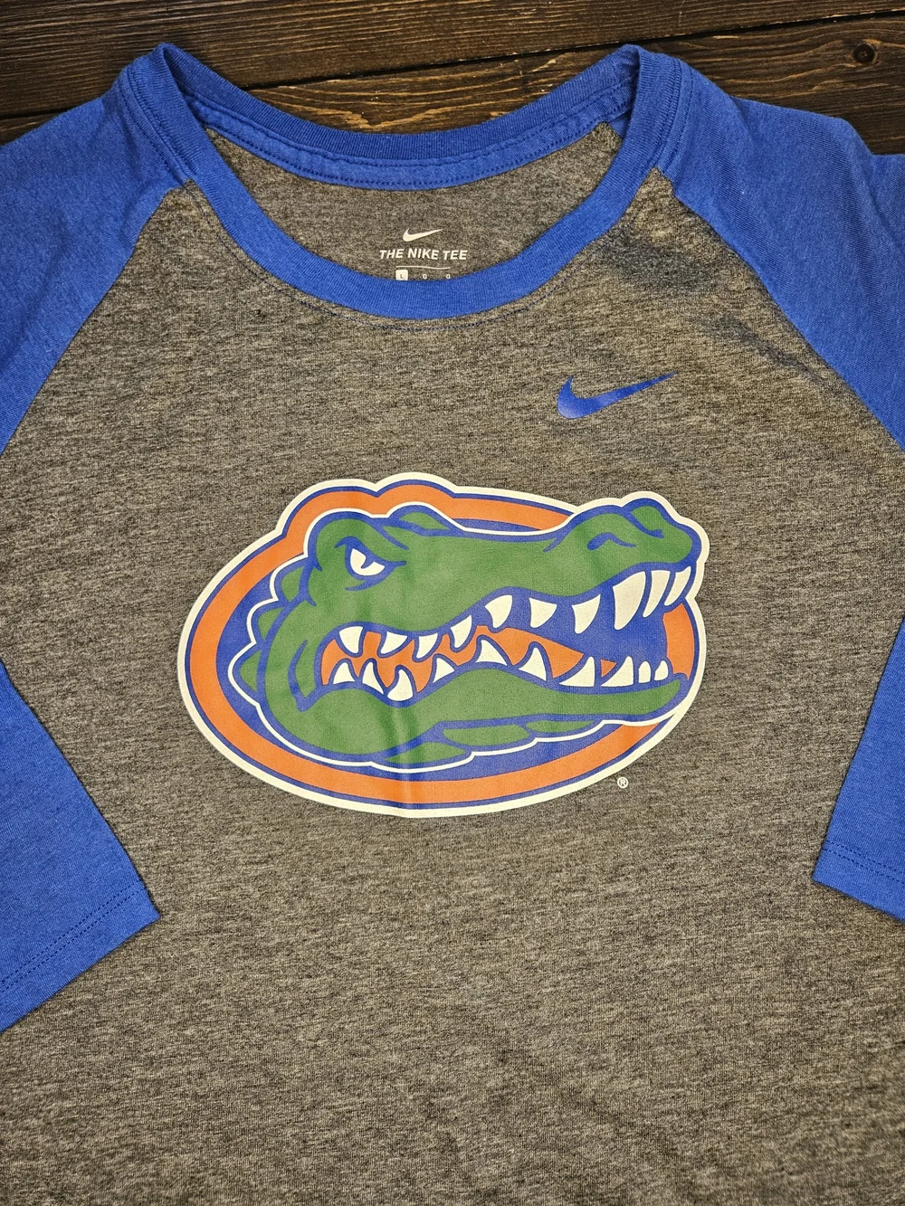 Nike Florida Gators Grey & Blue Raglan Kids Top